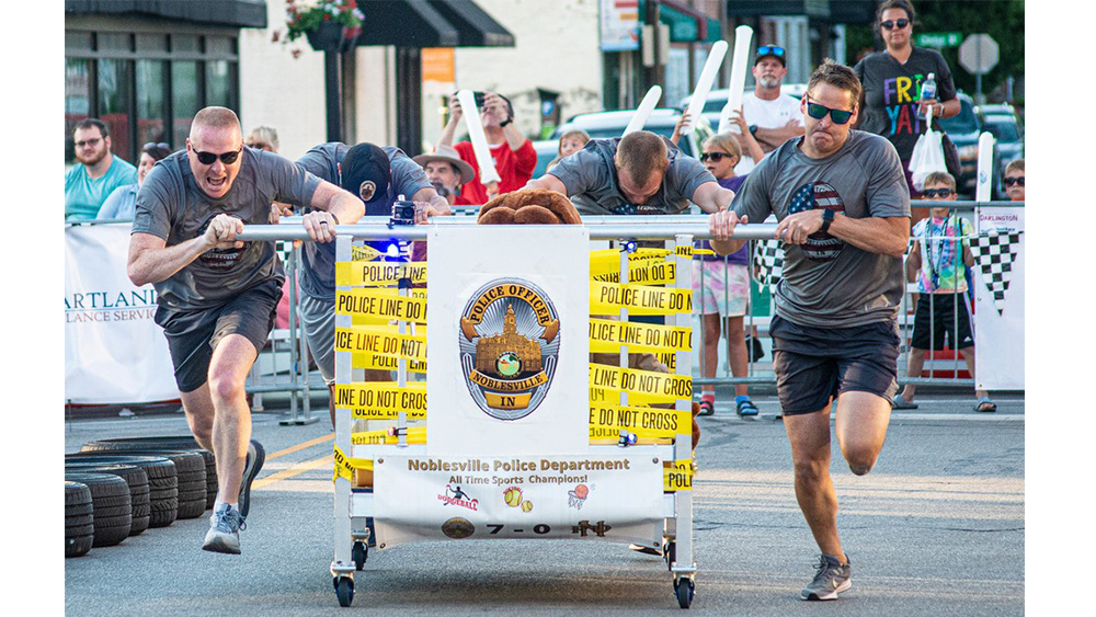 Noblesville cops win bed race, but were cited for bad driving