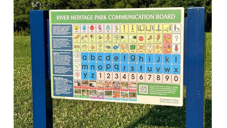 Carmel Clay Parks & Recreation installs communication board at River Heritage Park