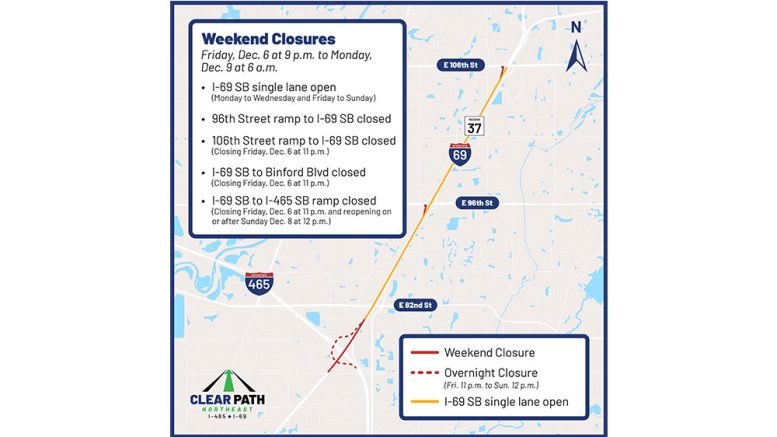 There will be major ramp and lane closures on I-69 this weekend