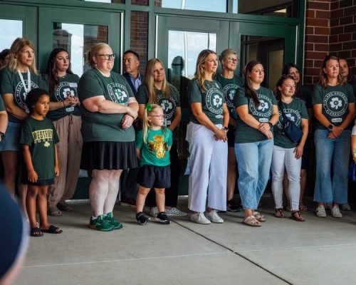 MCES Ribbon Cutting Staff and Students Listen to Speeches